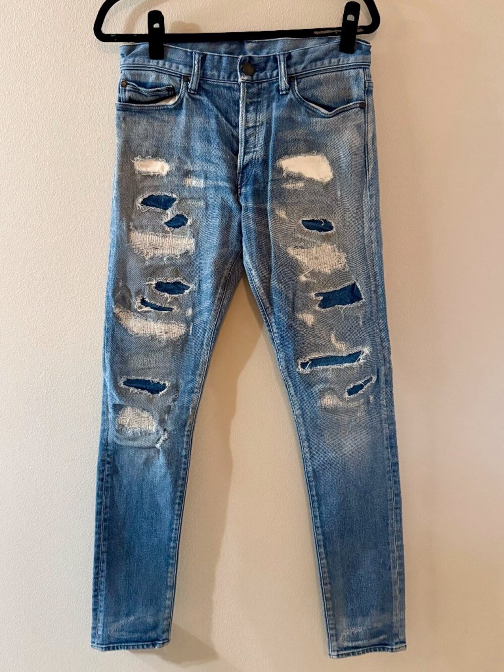 John Elliott Denim Cast 2 Jeans Terrain Indigo Distressed 30